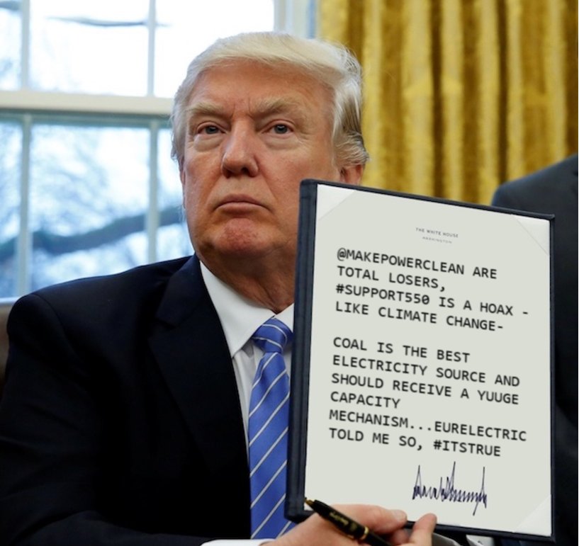 NotEUitsme's tweet photo. Peculiar message from @realDonaldTrump supporting @EURELECTRIC #coal #Support550 #cleanenergypackage @MakePowerClean @MAC_europe @SefcovicEU https://t.co/R7gtfFPagP