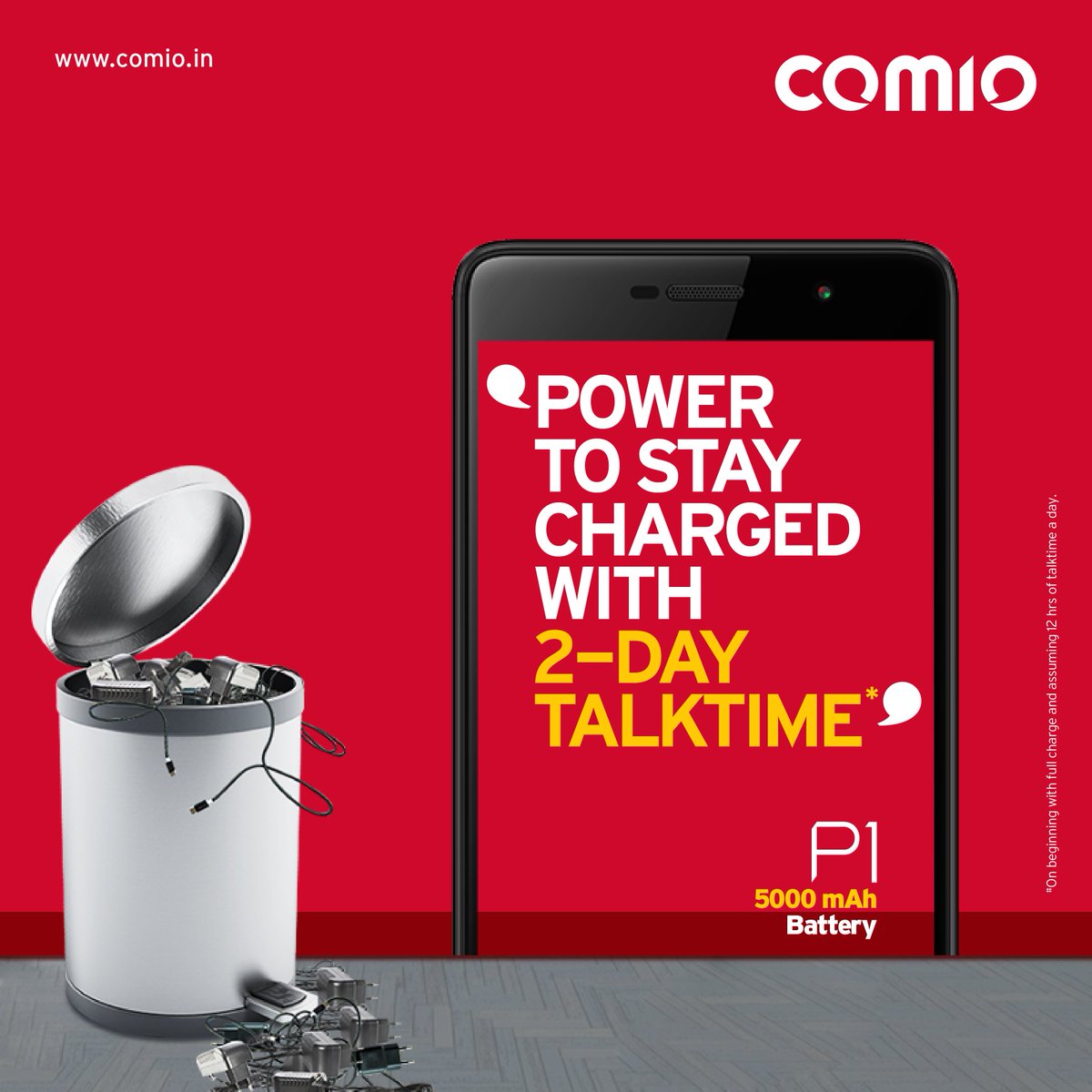 COMIO_IN's tweet photo. Enjoy charger-free conversations with the power of 5000 mAh battery. Say hello to uninterrupted good times. #PowerToLast https://t.co/5kJxvU5Pb5