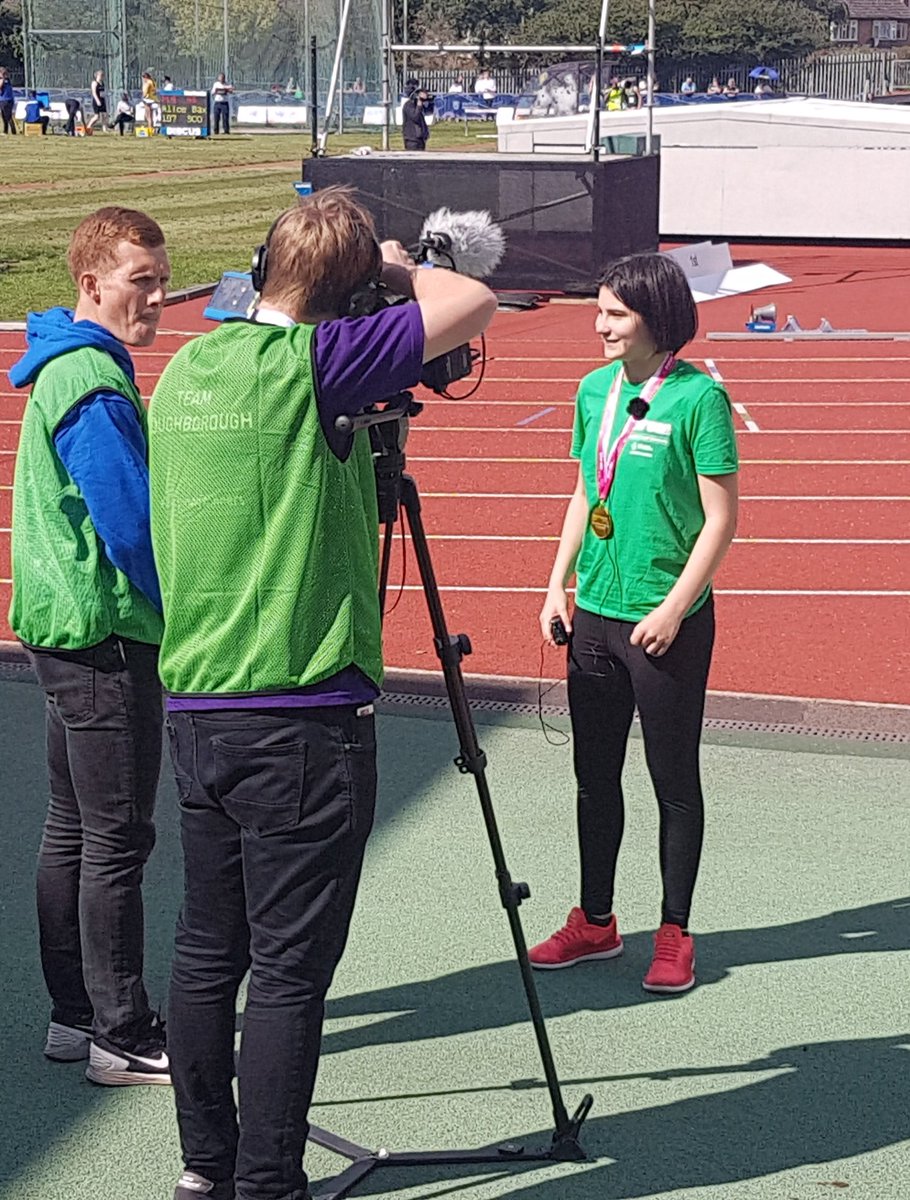 EveDann1's tweet photo. My first race of the day Gold in the 100m @_SchoolGames and my first interview . Great to race @amycarr2205 @ba_parallel @AthleticsNI https://t.co/ZqH6uime1r
