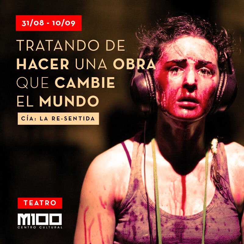 LaRe_sentida's tweet photo. HOY Viernes 1 de Septiembre.
20:30 Hrs / Matucana 100 / $3.000
@LaRe_sentida @Matucana100 @fundteatroamil https://t.co/ehMTS02aX8