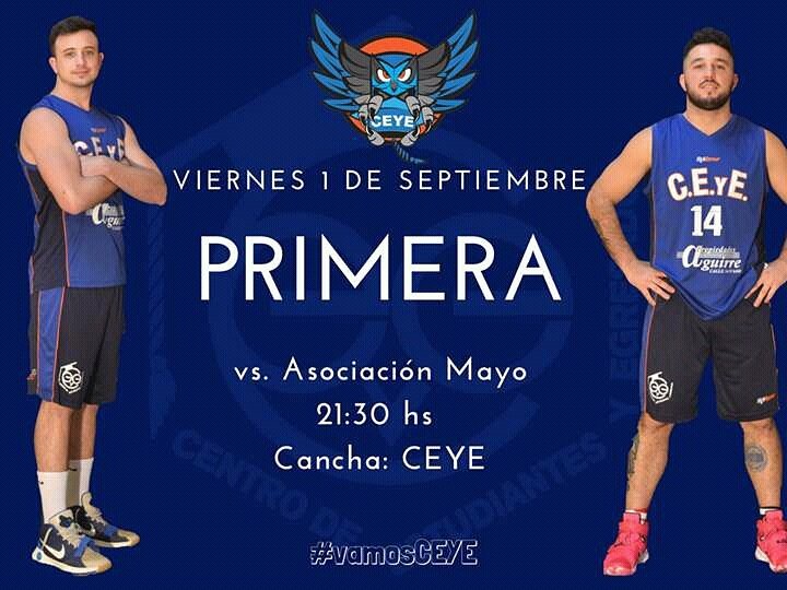 Hoy juega el CEYE!!!! 
En busca de la victorua recibe a Mayo desde las 21:30 y necesitamos el apoyo de todos!!! 
#vamosCEYE