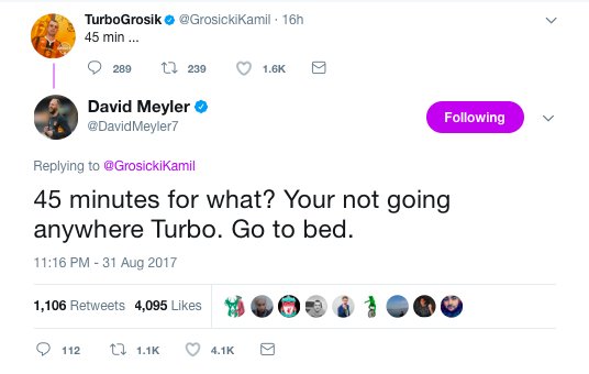 Sporf's tweet photo. SAVAGE: @DavidMeyler7's response to @HullCity team-mate @GrosickiKamil on #DeadlineDay. 😂🔥 https://t.co/n5hcfEAHvc