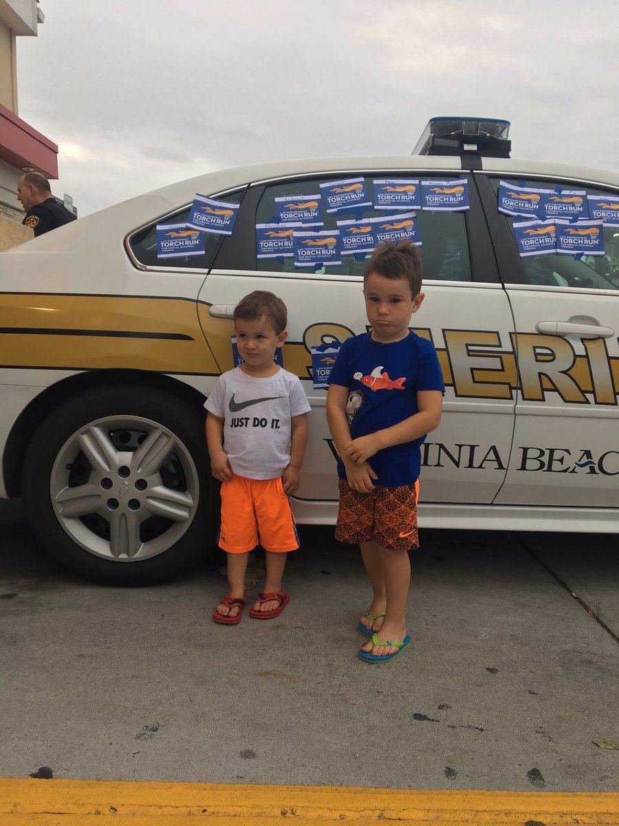 VBSO's tweet photo. Making progress to #coverthecruiser for @SOlympicsVA thanks to some awesome VB kids! #torchrunva https://t.co/eKEvIrFxiT