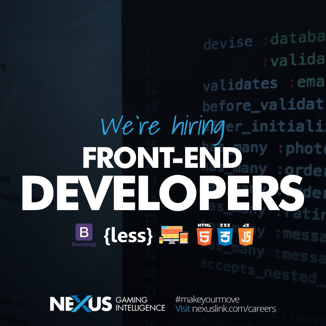nexus_int's tweet photo. We're hiring!

 Launch your #career with #Nexusgamingintelligence!
Visit: https://t.co/IUBbXJERNk

#makeyourmove!! https://t.co/mqSgoOypHX