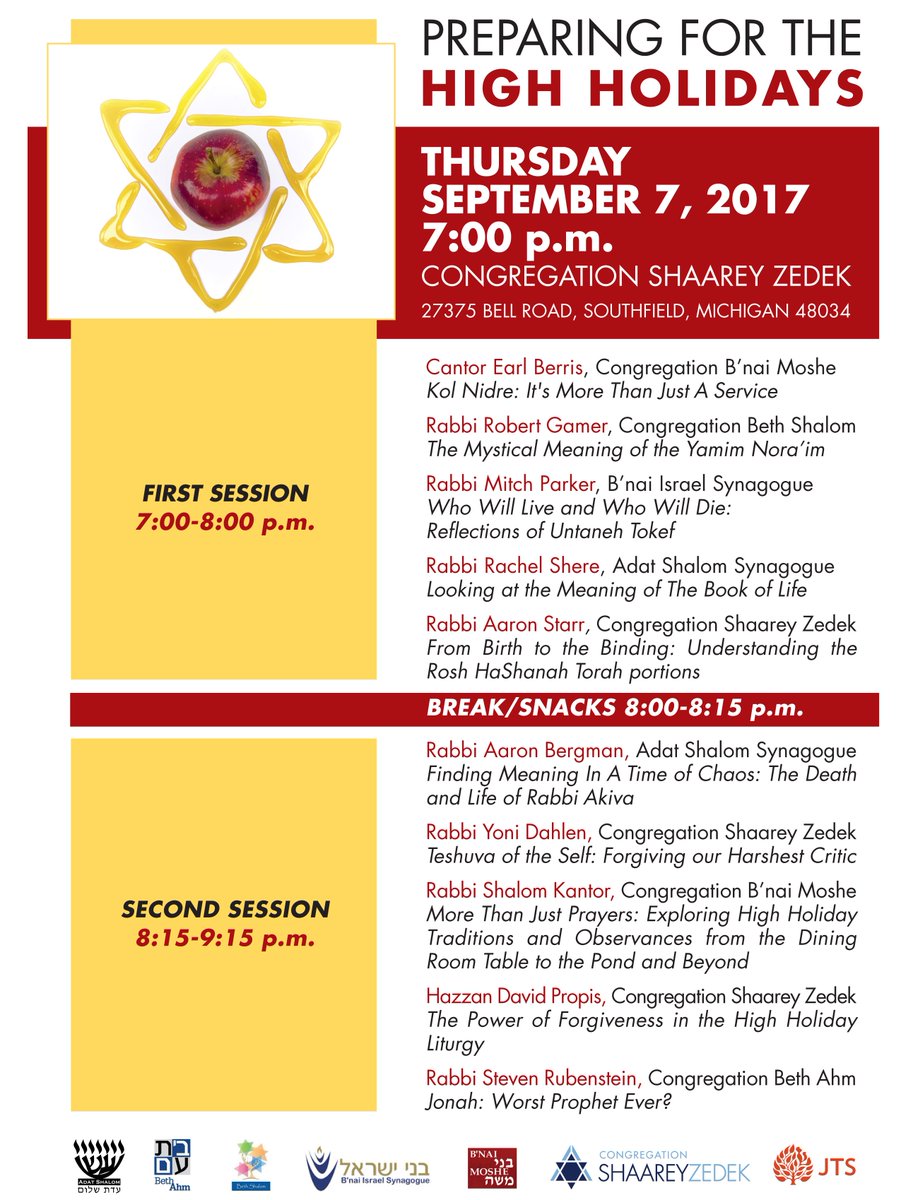 shaareyzedek's tweet photo. We have topics! #HighHolidays #ConservativeCommunity #YamimNoraim #Shaarey Zedek @BnaiIsraelWB @adatshalom https://t.co/iLM3lKLHhE