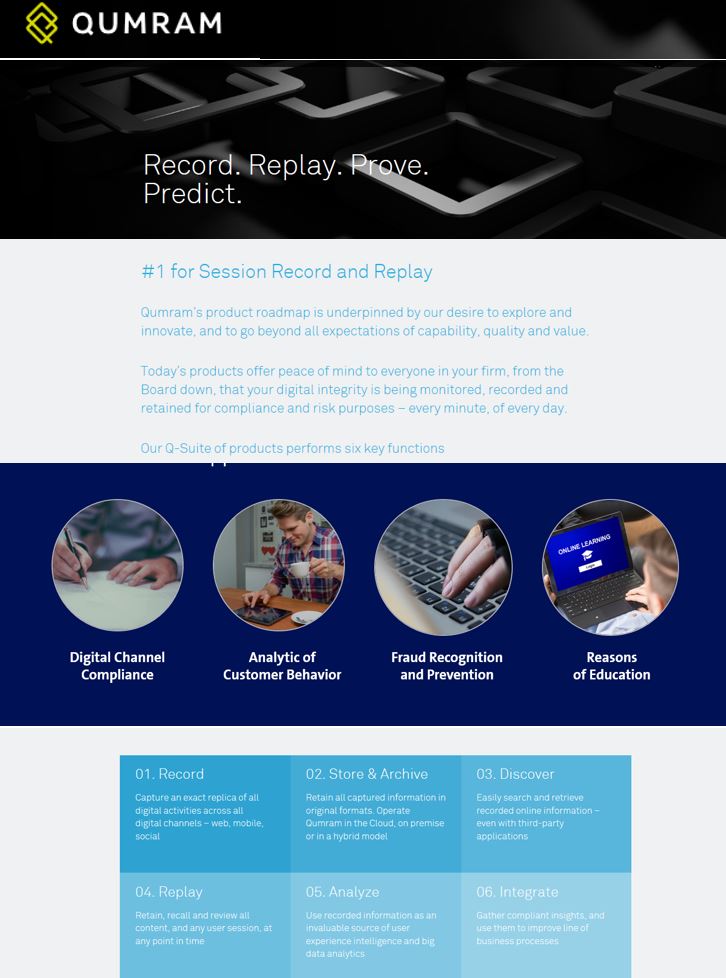 #Banking #Regtech --> #Fintech

#Compliance aa Service: Digital Channel Recording     
  <a href="/Qumram/">gustavo sebastián</a> &amp; <a href="/Swisscom_B2B_en/">Swisscom Business</a>

qumram.com/products