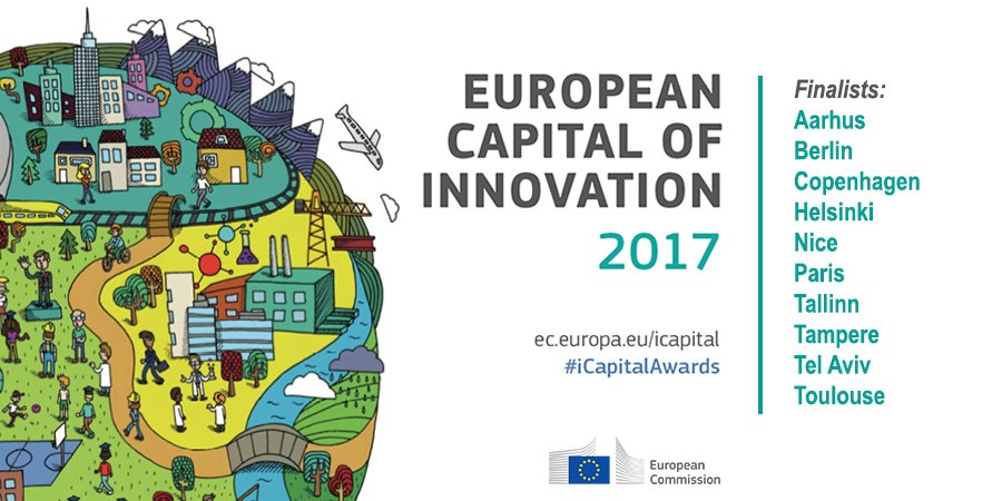 EU_Commission's tweet photo. Aarhus, Berlin, Copenhagen, Helsinki, Nice, Paris, Tallinn, Tampere, Tel Aviv, Toulouse selected for #iCapitalAwards https://t.co/krHhj9IBbC https://t.co/qtJkIC2JEF