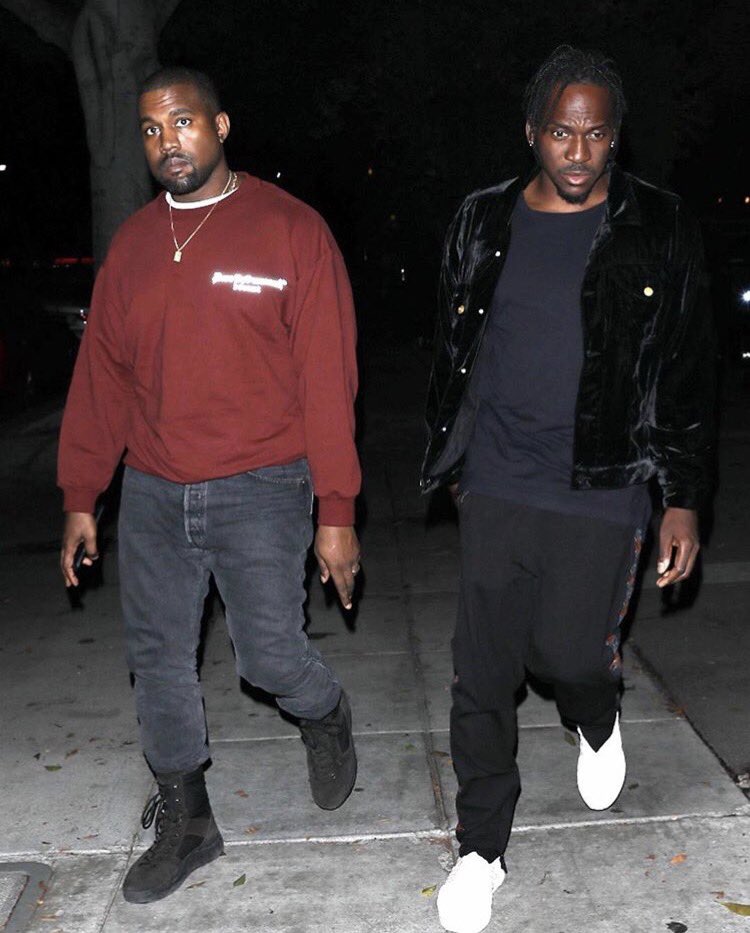 KanyeDirect's tweet image. Kanye &amp;amp; Pusha T in West Hollywood last night