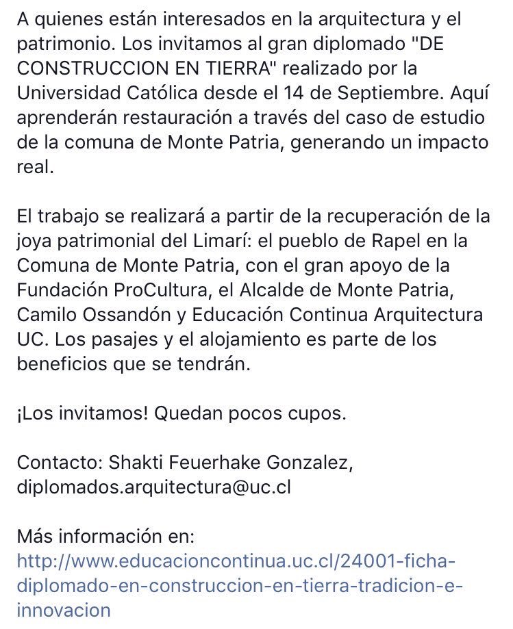 albertolarrains's tweet photo. Con Muni Monte Patria y PUC queremos restaurar Rapel en cordillera Limari. Ahí serán talleres diplomado: amantes adobe y patrimonio favor RT https://t.co/reIxCHbrDH