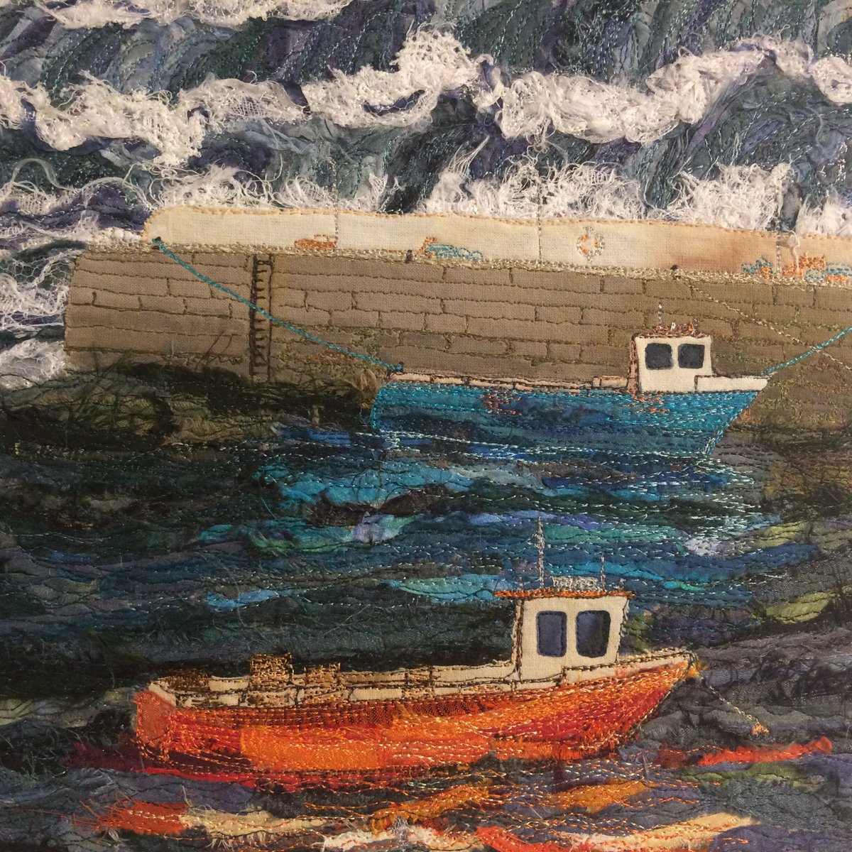 RedLionBooks's tweet image. Our new exhibition is up &amp;amp; ready for viewing! Beautifully 'Stitched Harbours' Here's a taster @VisitColchester #stitchersinc #lostthethread