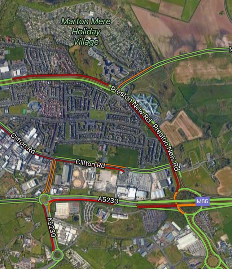 BlackpoolTaxis's tweet image. You keep saying you're looking into it. This will only get worse when it starts backing up to the M55. Why can't you can't open more lanes?