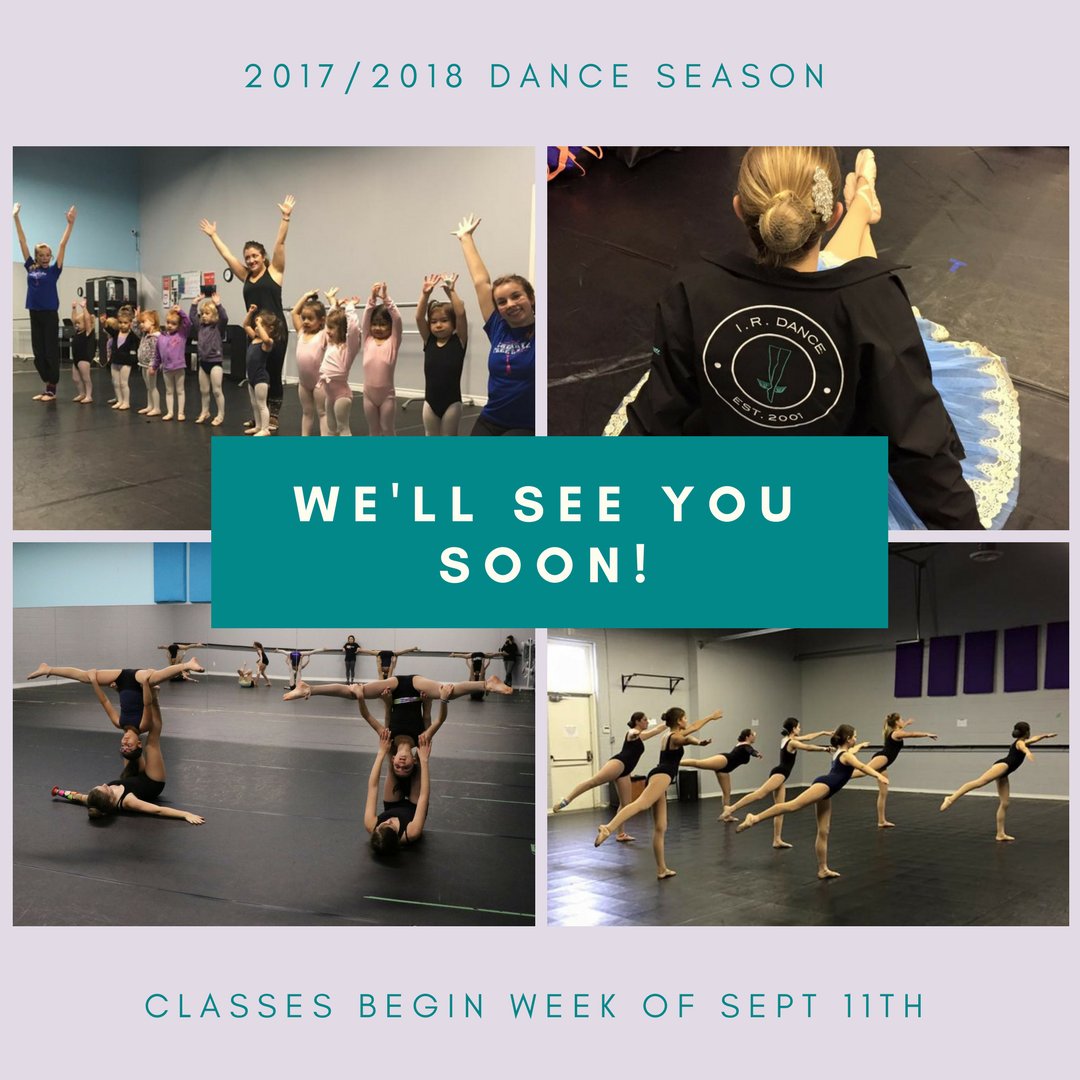 We can't wait for the Dance Season to begin! See you the week of Sept 11th! #IRDance #DanceClasses #DanceStudio #EtobicokeDance