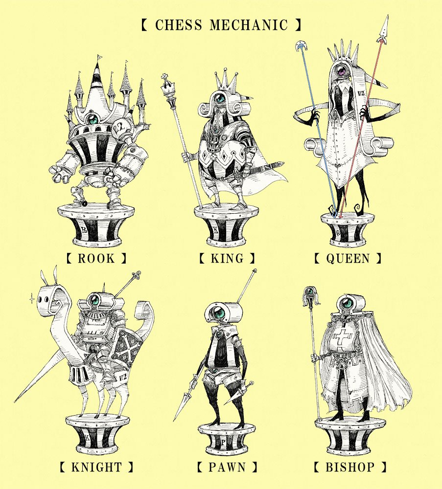 Chess Mechanic こうやって並べたいがためにチェスの駒を描きまし 大志のイラスト