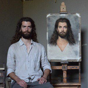 Matthew1collins's tweet image. An example of a #overlifesize #sightsizemethod setup for a pastel study for a #affresco project of #Jesus