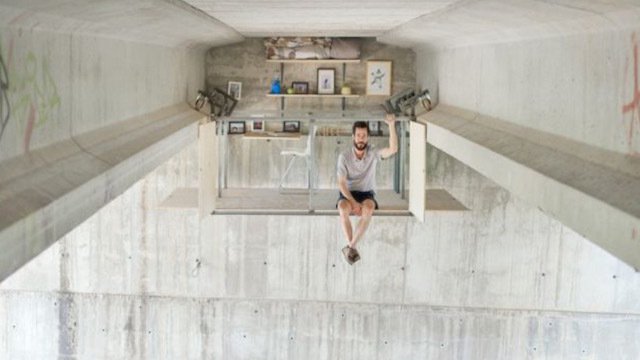 irishtimesvideo's tweet photo. ► VIDEO: Known as "parasite architecture", a Spanish designer has created a home/studio space under a city bridge https://t.co/tIzCK02w8U https://t.co/fTOj34SLhj