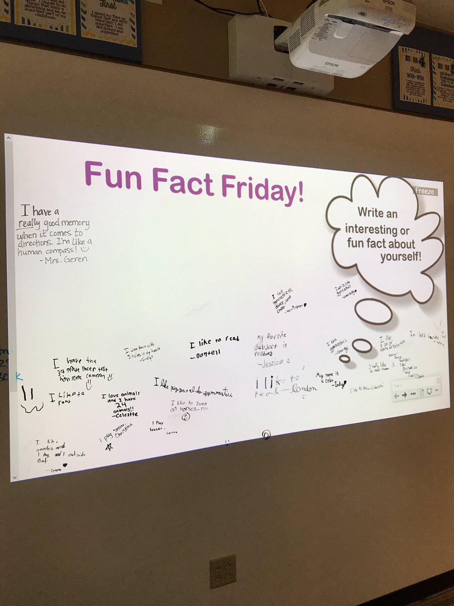 MrsGerenPC's tweet photo. Our first Friday response! Learning some fun facts about each other :) #fridayresponse #communitybuilding https://t.co/hZPmpn6do2