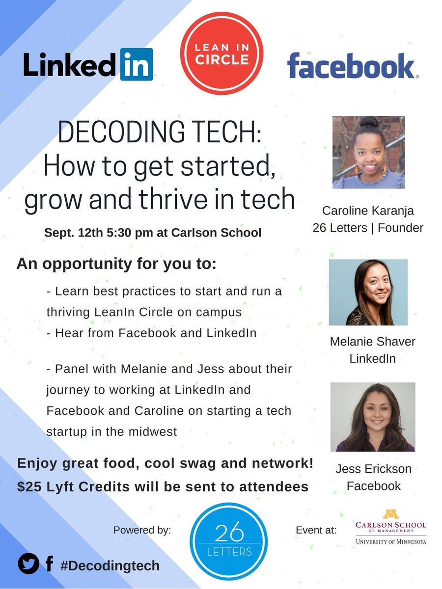 jennapederson's tweet image. Our friends at @26LettersCo are hosting #DecodingTech: How to get started, grow, and thrive in tech on 9/12 | RSVP buff.ly/2vQCOYO