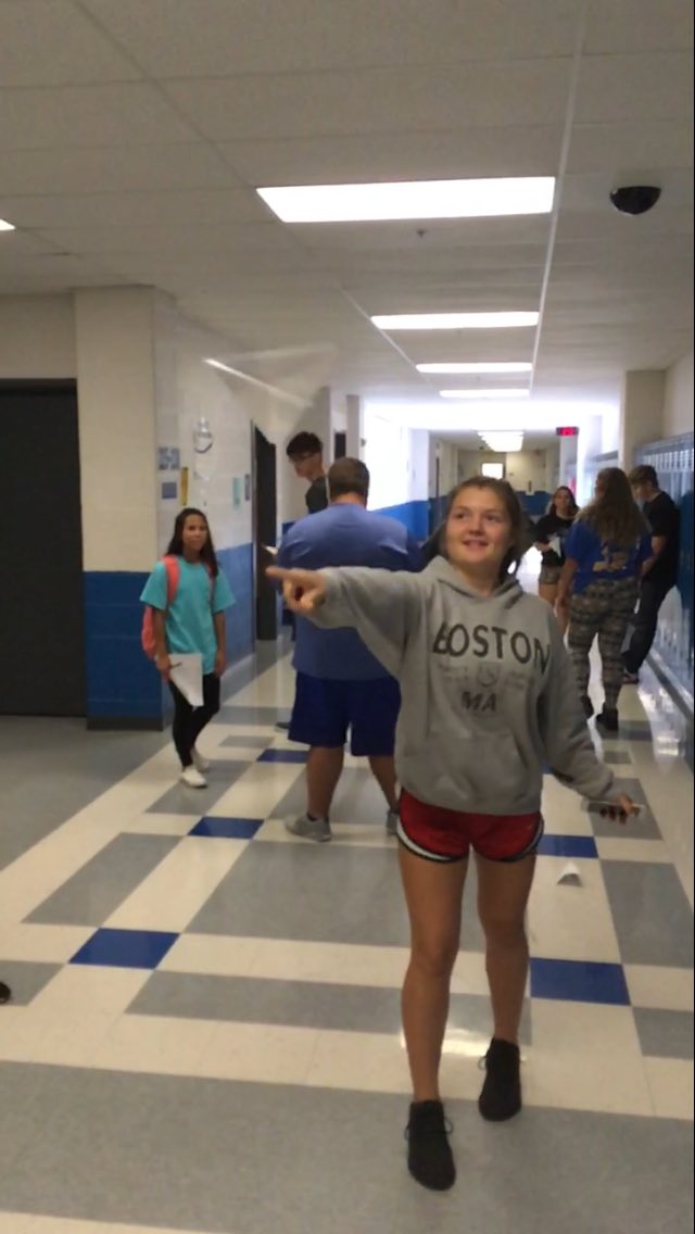 SHS Frosh Hannah Wells' test flight for paper airplane design lab in Mr. Saputo's Physics/Earth science class. #criticalthinking #shschat
