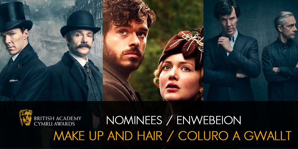 BAFTACymru's tweet photo. Nominees: Make Up and Hair ๐@Claire_cpj for Lady Chatterleyโs Lover, Sherlock: The Abominable Bride & The Lying Detective #CymruAwards ๐ https://t.co/NXopFdSJo8