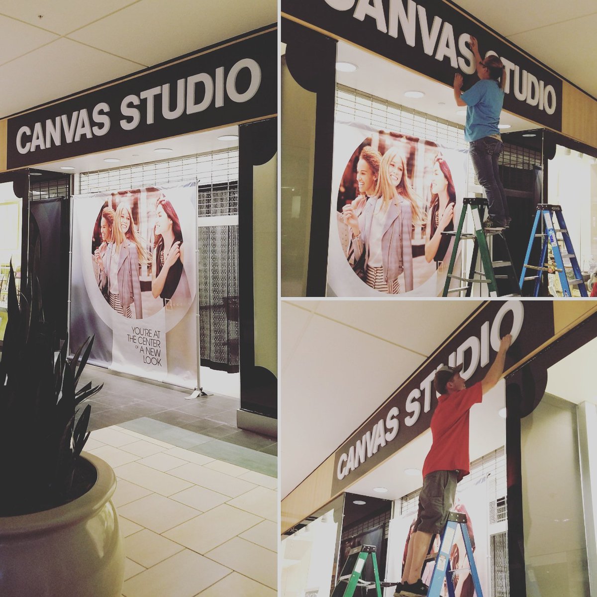 Our FASTSIGNS install elves busy at work, after-hours at Crossroads Mall. #fastsigns #Team282Supreme #dimensionalletters