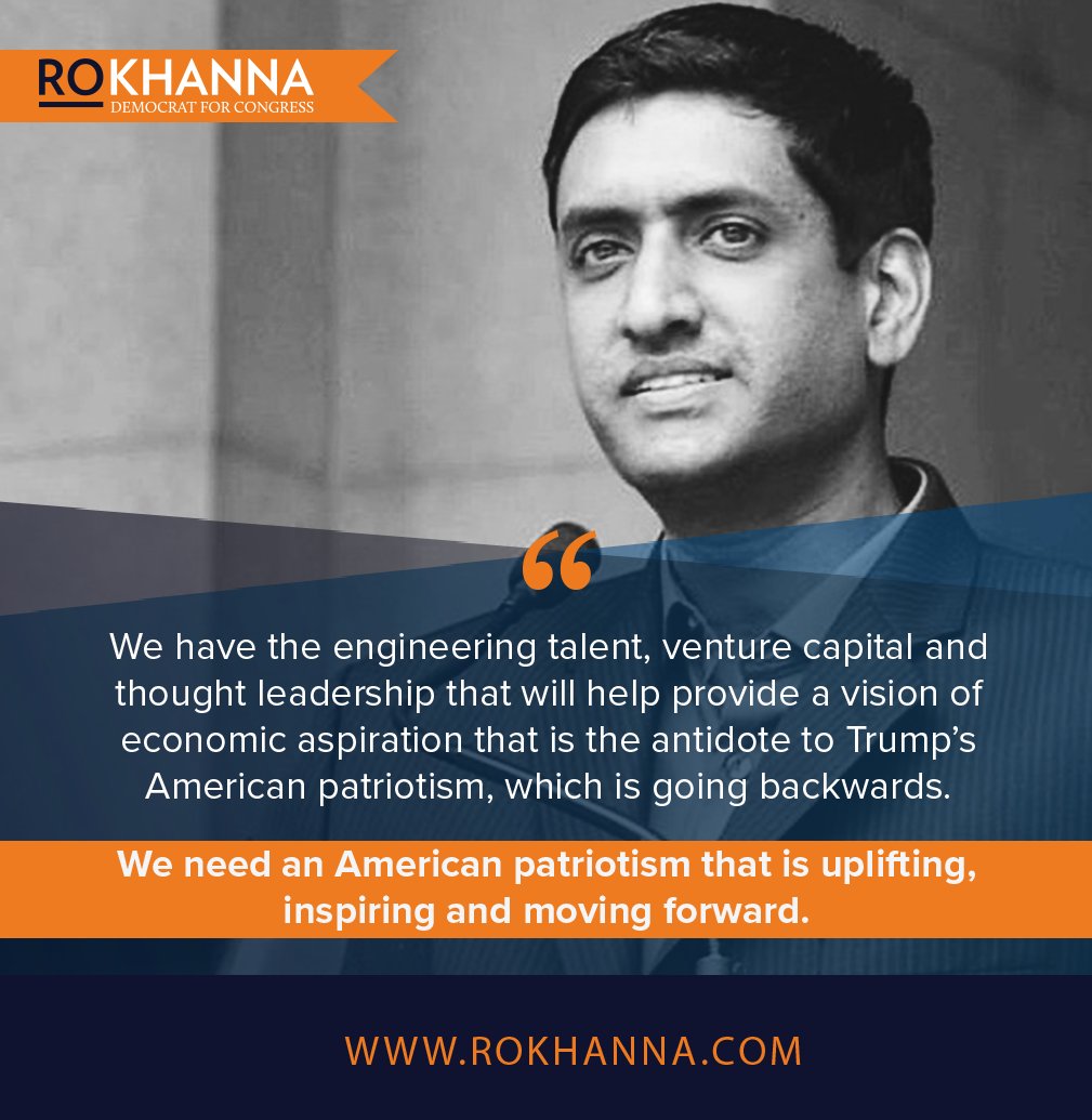 RoKhanna's tweet photo. We need an American patriotism which is uplifting, inspiring, and moving forward. https://t.co/HuXss8amVZ