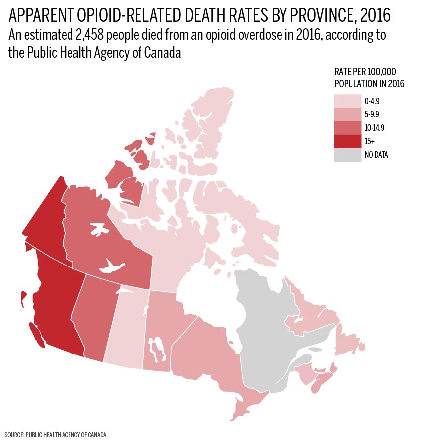 These are the provinces where the #opioidcrisis is most severe:   bit.ly/2guER2W @macleans https://t.co/VqDH7nfeJB