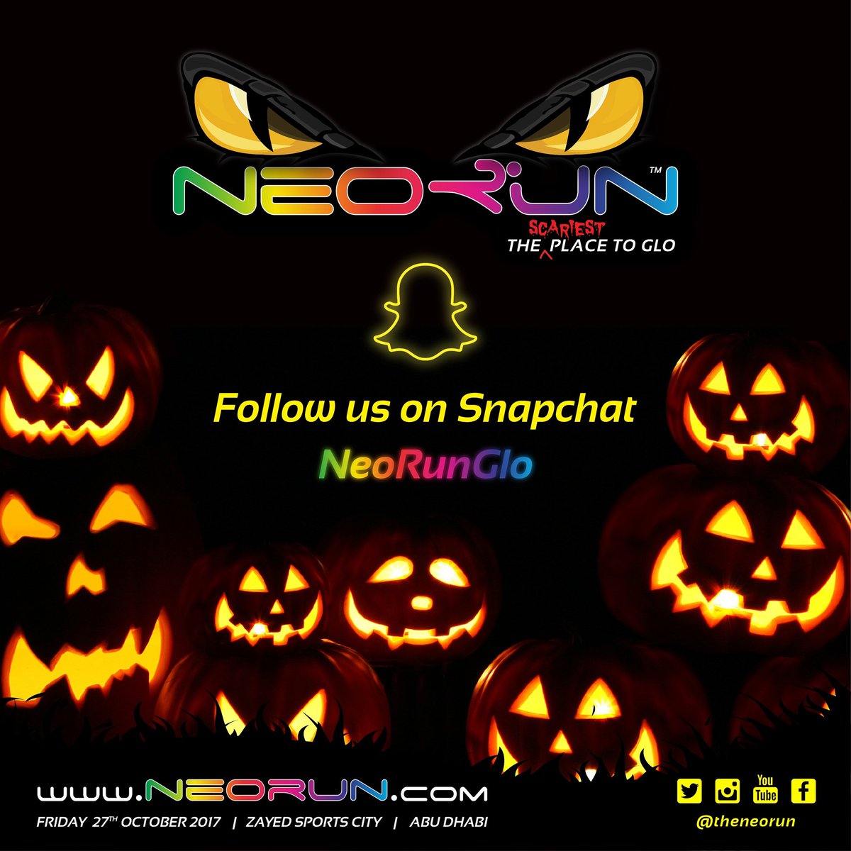TheNeoRun's tweet photo. Are you excited to see our behind the scenes shots and exclusive news? Open your snapchat and follow us! #theNeoRun #AbuDhabiEvents #YoGLO https://t.co/cxH7VC8zkS