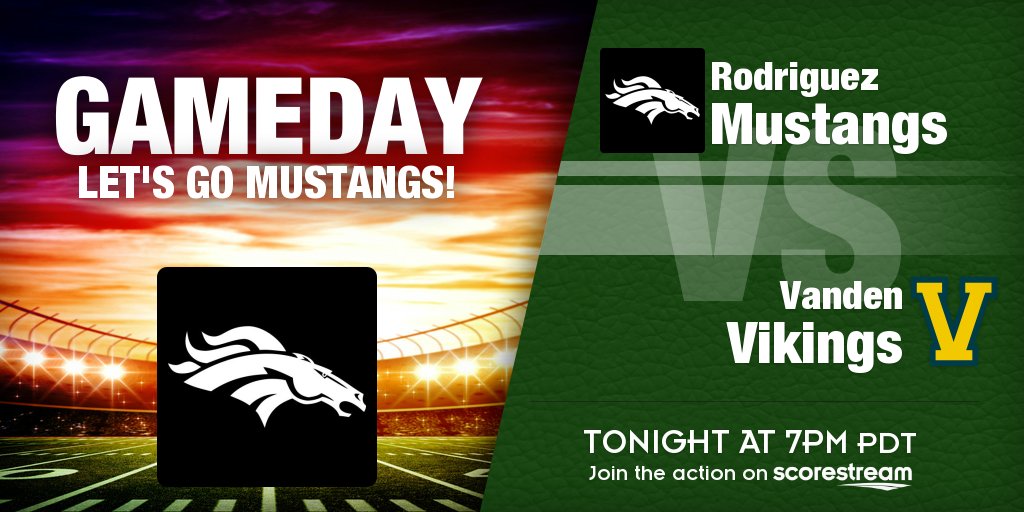 RodMustangFB's tweet photo. First game is tonight! Rodriguez vs. Vanden. Kickoff is at 7:30 @ Vanden. https://t.co/pvsQCOdXkM