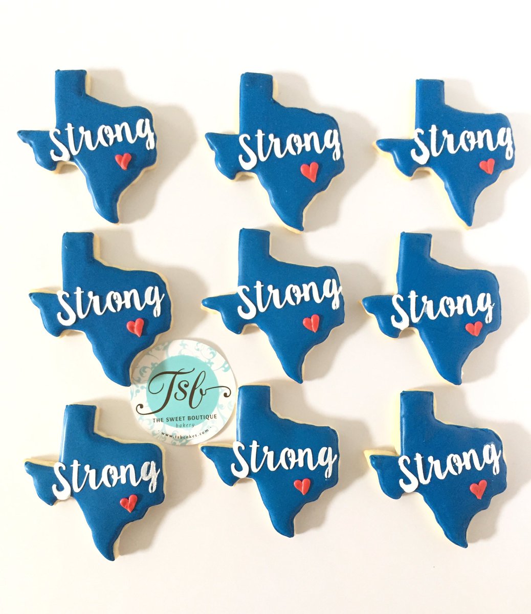 TSBcakes's tweet photo. We're making these #TexasStrong cookies to help #HarveyRelief. $5 each, ALL donated to @DonorsChoose to help teachers and students. @JJWatt https://t.co/XrtwNz5G2O
