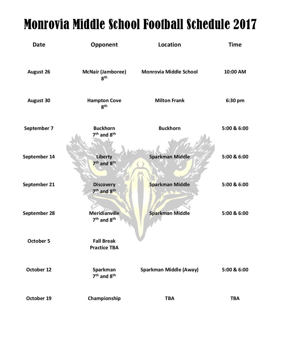 monroviahawks's tweet photo. Just a reminder, we have an AWESOME football team! Please come support them at one of their games this season. #1MMSHawks #MMSFootball https://t.co/KcVJOkJp1x