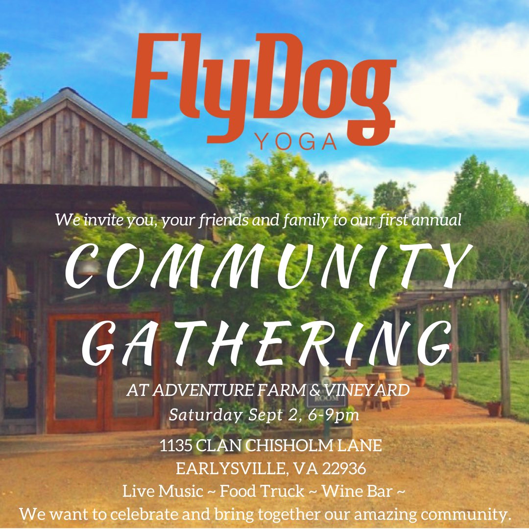 flydogyoga's tweet photo. Don't forget to sign up for our Community Gathering at Adventure Farm! Tomorrow night from 6-9pm! https://t.co/oiGmFWCPGw https://t.co/pZpUAjlX5n