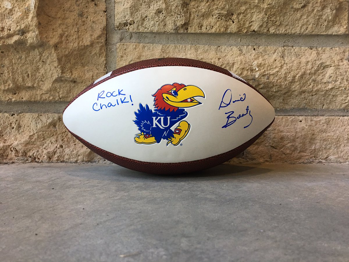 KUDevelopment's tweet photo. 🚨FREE GIVEAWAY FRIDAY🚨

RT for you chance to win this autographed football from Coach @beaty_david! https://t.co/fgVafuHm5Y