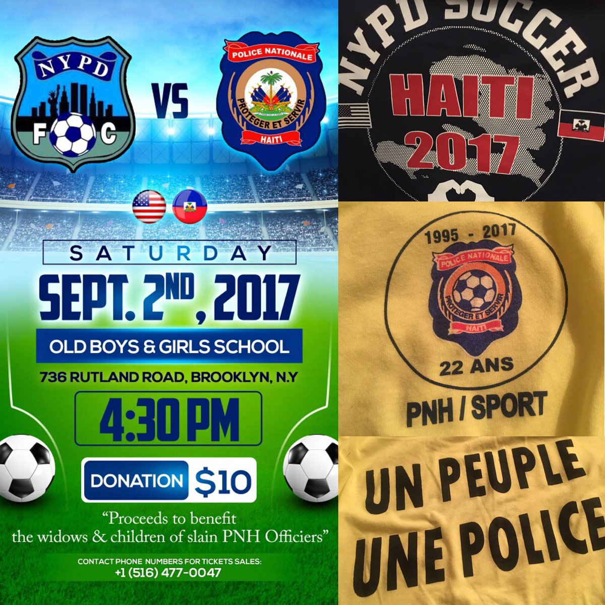 JoeSeven0's tweet photo. Calling Brooklyn, Queens, Manhattan, Bronx, Staten Island, Haiti. Do not miss this friendly soccer match between NYPD &amp; PNH. #NYPD 🇭🇹🇺🇸 https://t.co/iVH4eMrm1b