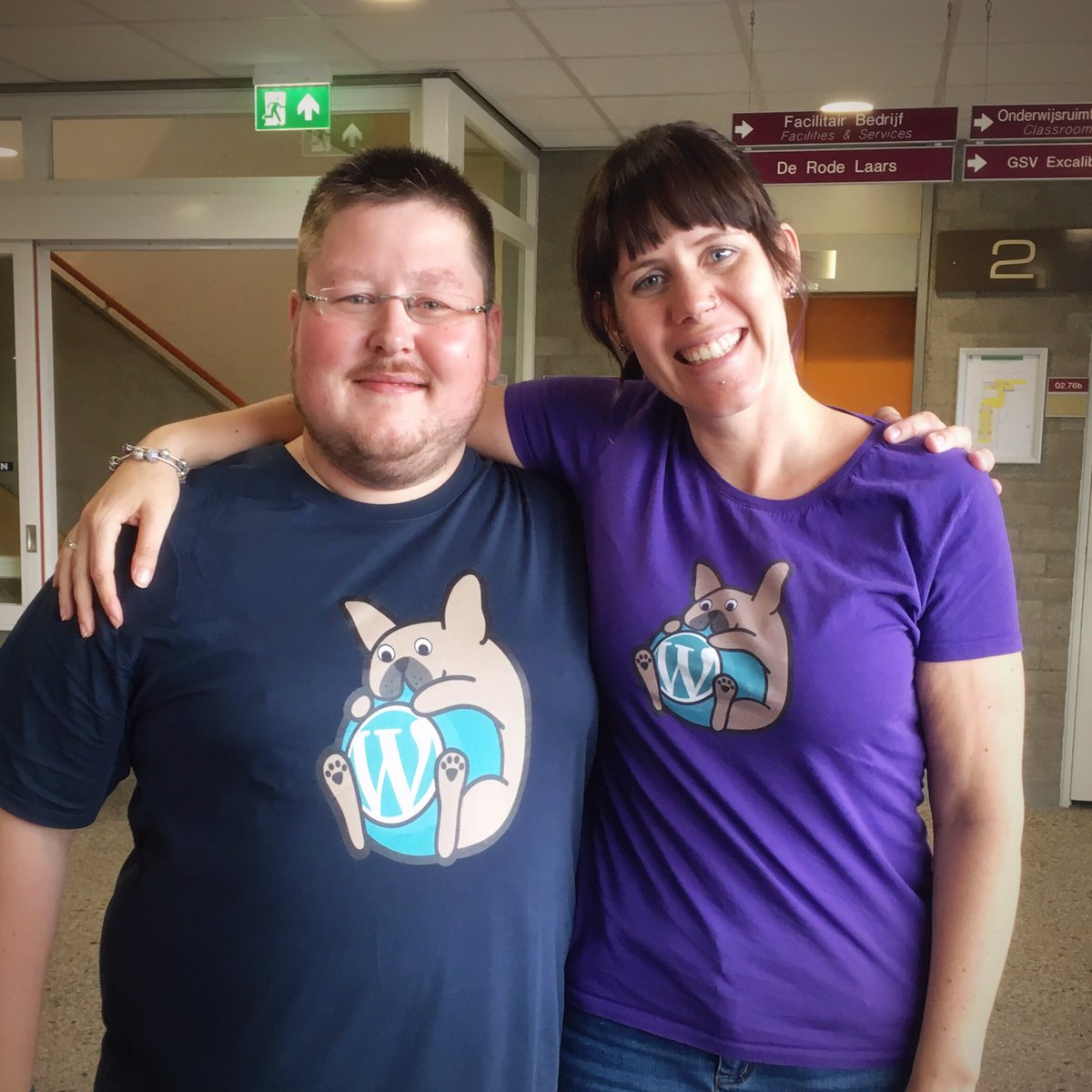 CaroleOlinger's tweet photo. The #Wabully gang at WordCamp Nijmegen Contributor Dat! ππ@mazzomaz #wcnmgn @WordCampNmgn https://t.co/YQtvBSq92L