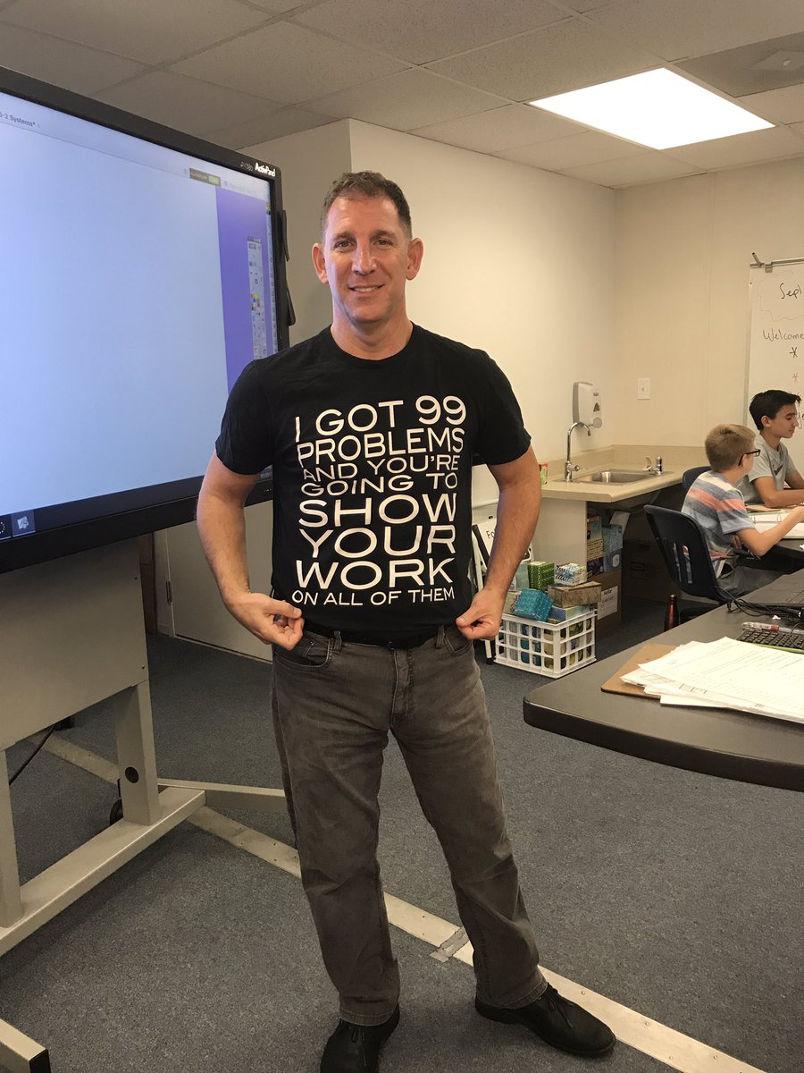 sarasotaschools's tweet photo. It's fun shirt Friday at @pineviewschool and math teacher Steve Folts is in to it! #SCSAllStar #MathRocks https://t.co/BTvh79FlJm