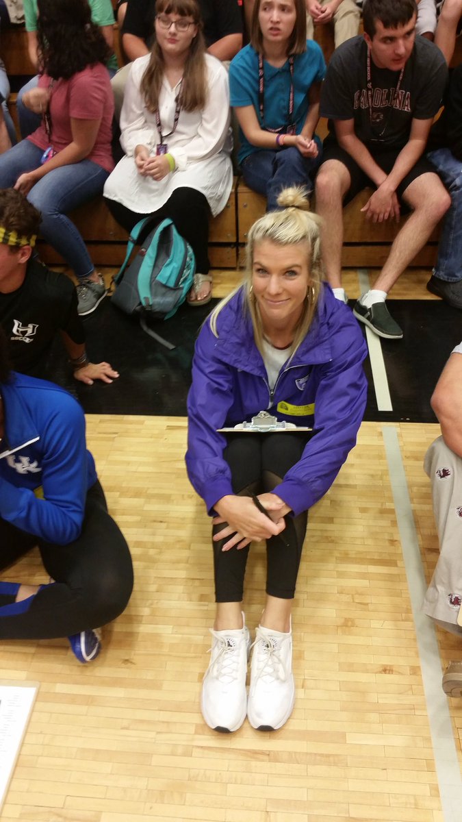 TLHanna_AD's tweet photo. #hillcrestalum and @FurmanWSoccer star @staphdevita back at HHS as guest judge for Pep Rally. She will have Jersey retired at game tonight! https://t.co/5Sv2gGB3rd
