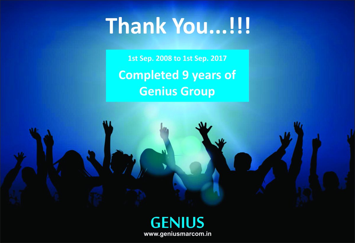 diivyeshdabhi's tweet photo. Thank You !!!
#geniusmarcom #9years #ThankYou https://t.co/B62kXnyN0y