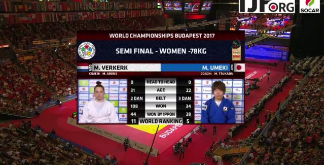 Helaas halve finale verloren:( op naar BRONS! @MarhindeV 💪🏻 #wkjudo