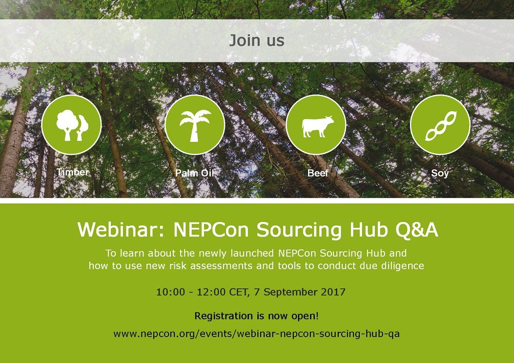 Learn more about the <a href="/NEPCon_/">Former account of NEPCon, Preferred by Nature</a> #SourcingHub at our webinar next week - 10am Thursday 7th CET 
nepcon.org/events/webinar…