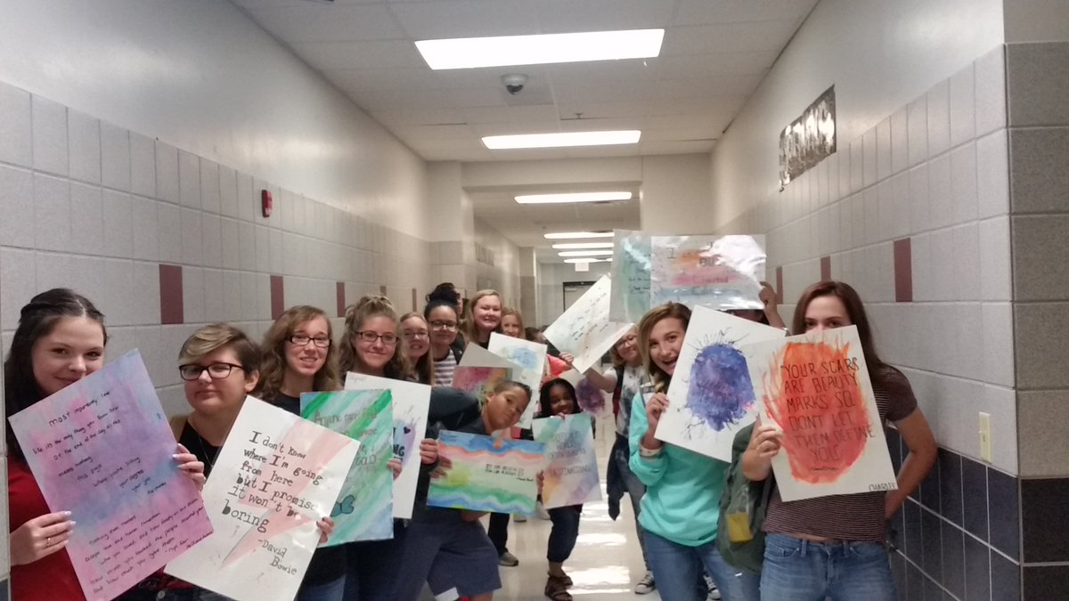 ARTrcms's tweet photo. Advanced Art students are spreading JOY by their inspiration posters- located in RCMS hallways! #RCISDJOY https://t.co/8dByLkDAMR