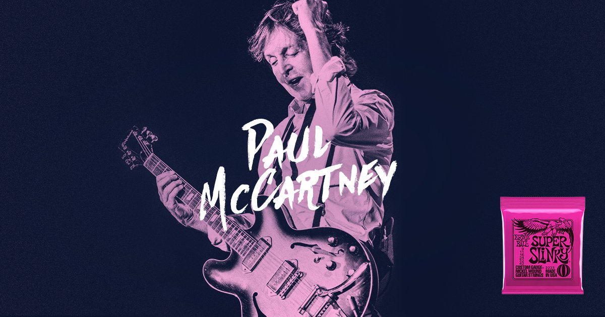 ernieball's tweet photo. Sir @PaulMcCartney knows that, when it comes to guitar strings, nothing beats Sir Pink. #superslinky #pinkpack https://t.co/eyj39HP3Wq
