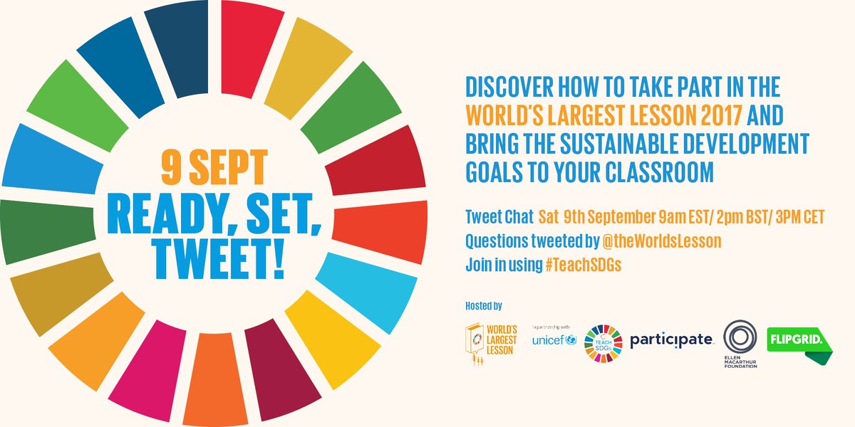 JenWilliamsEdu's tweet photo. Mark your calendars for this not-to-miss chat! Let's work to #TeachSDGs &amp; bring the #globalgoals into our classrooms! Sat 9/9 at 9amET https://t.co/TUhy2Fao6U