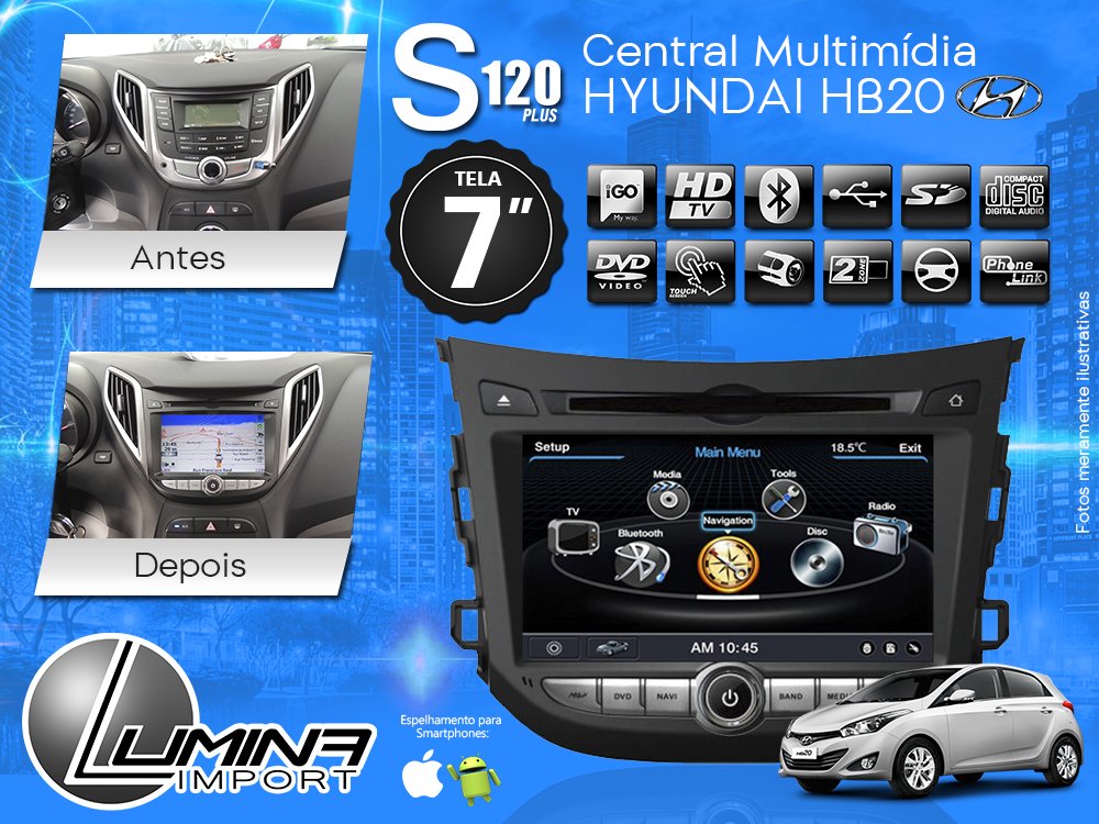 LUMINAIMPORT2's tweet photo. Central Multimídia Hyundai HB20. A Solução mais inteligente para o seu veículo https://t.co/PjbKROMynw