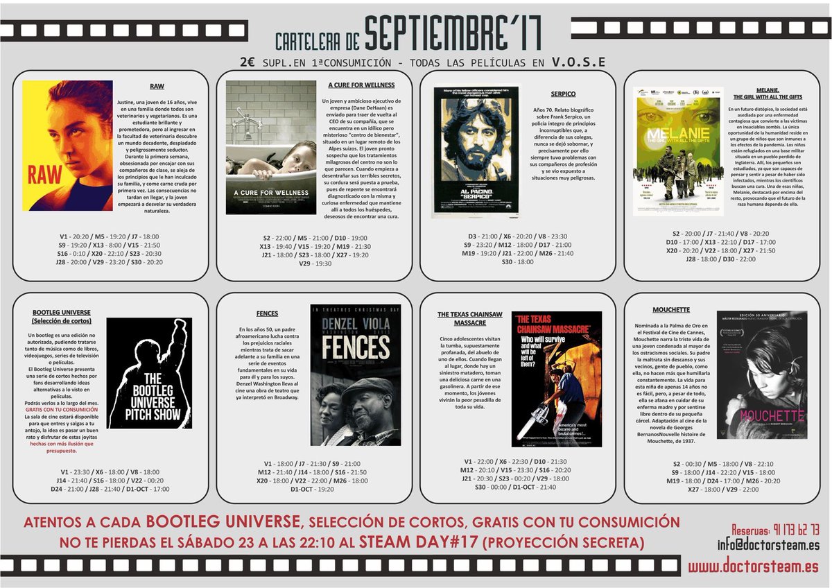 SteamCine's tweet photo. Pinchen y descarguen https://t.co/dNh7BHwpUo #buencine #Cartelera #septiembre2017 @lavapies_ #SindromePostvacacional 😏 https://t.co/ezbL9GECKK