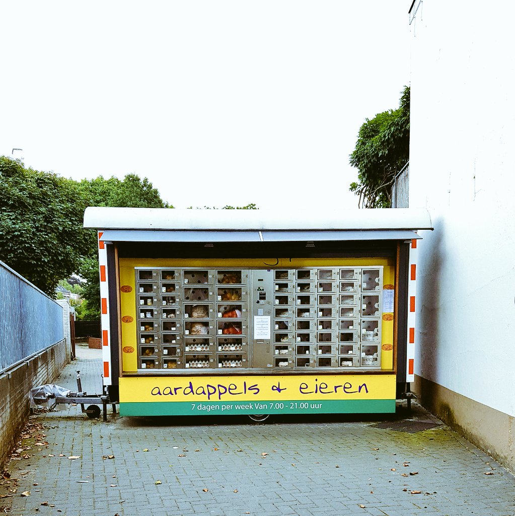 old, boring: getting an omelette at a brunch cafe

new, exciting: buying raw potatoes and eggs from a vending machine