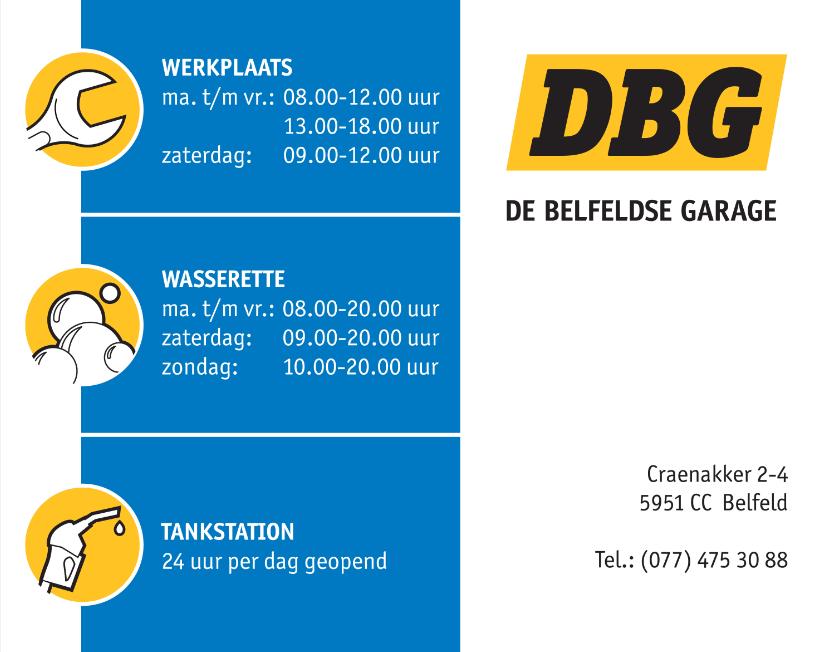 DBG (De Belfeldse Garage) sponsor 5km Fysio Fitness Belfeld Kermisloop <a href="/Kermisloop/">St. Cultuur en Sport</a>