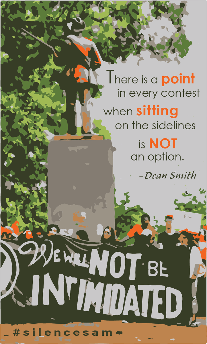 nanfulcher's tweet photo. Dean Smith was a CHAMPION of civil rights! #UNC honor his legacy! Fight #NCGA to remove racist symbols #silencesam #silentsam #TarHeelNation https://t.co/LxdL4be7IK