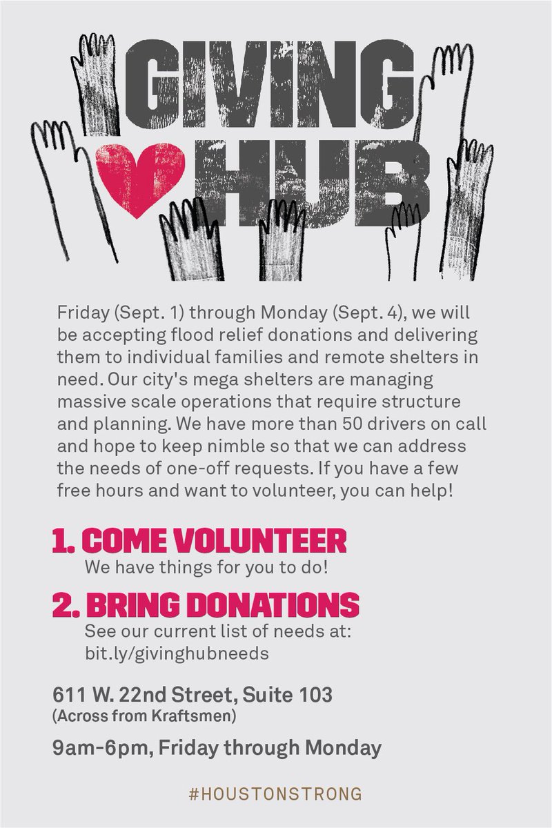 #Houston, this is happening. Come, be with us. Help your neighbors. Bring supplies. ❤️ TODAY THROUGH MONDAY, 9am to curfew. #HoustonStrong