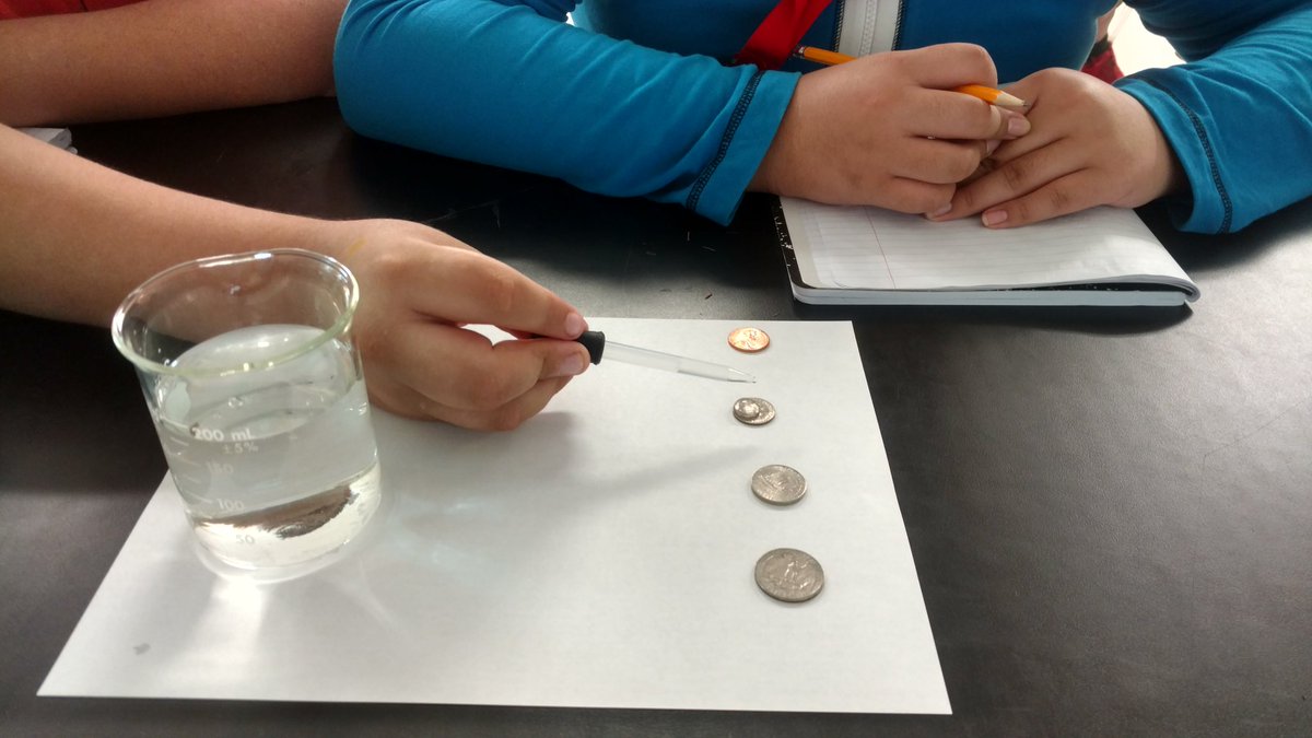 PiperEarthSpace's tweet photo. Drops on a Penny Lab! @CollierScience @IMS_Indians #ccps #gravity #surfacetension #predictions https://t.co/SJvTH9nltM