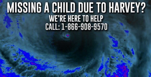 NCMEC's tweet photo. If you have a #MISSING child as a result of #Harvey or find a child who is unaccompanied, CALL 1-866-908-9570 https://t.co/m3xIBF7zXA https://t.co/8uPH02BBlt